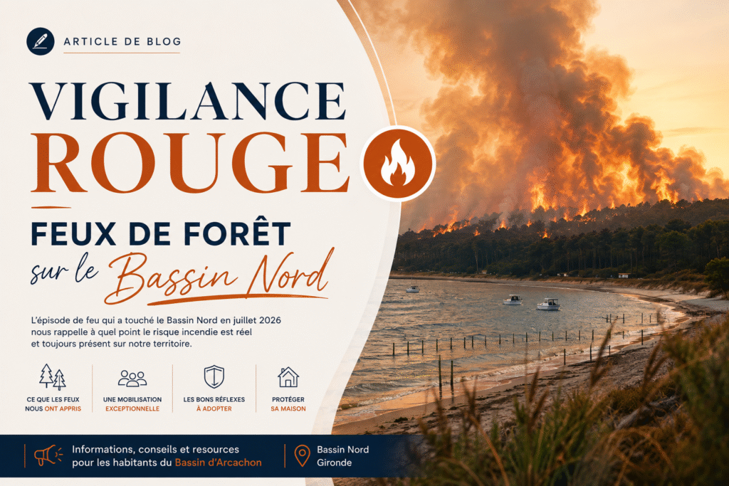 Vigilance rouge feu de forêt sur le Bassin Nord : incendie de forêt près du littoral, illustration de l'article sur la prévention et la protection des maisons
